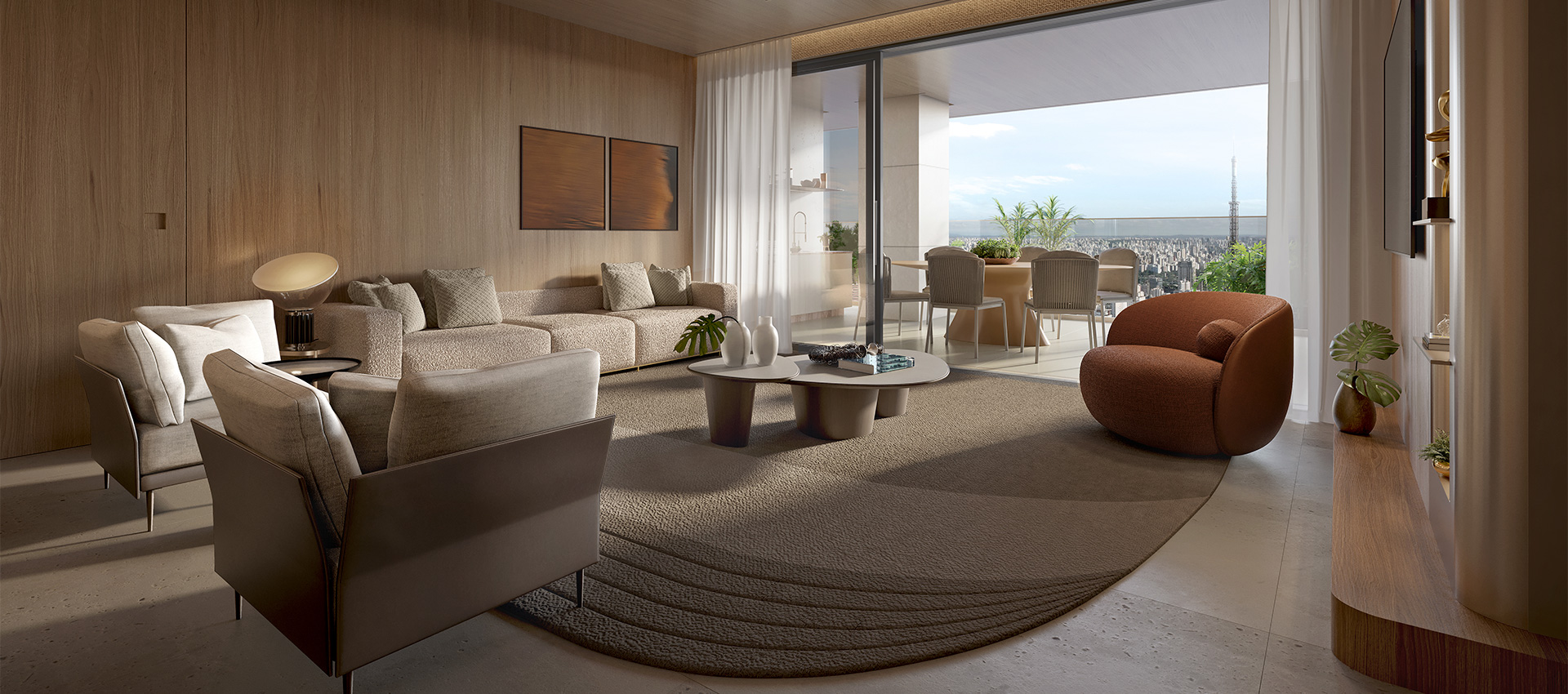 Perspectiva Ilustrada - Living (155m²)