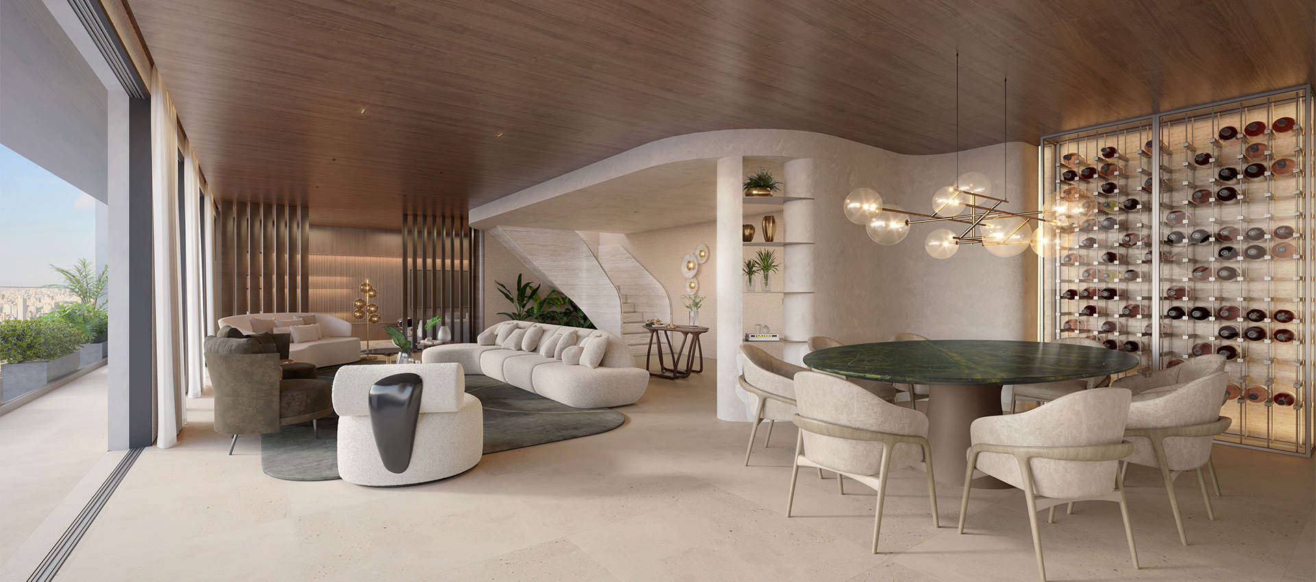 Perspectiva Ilustrada - Living (Duplex 310m²)
