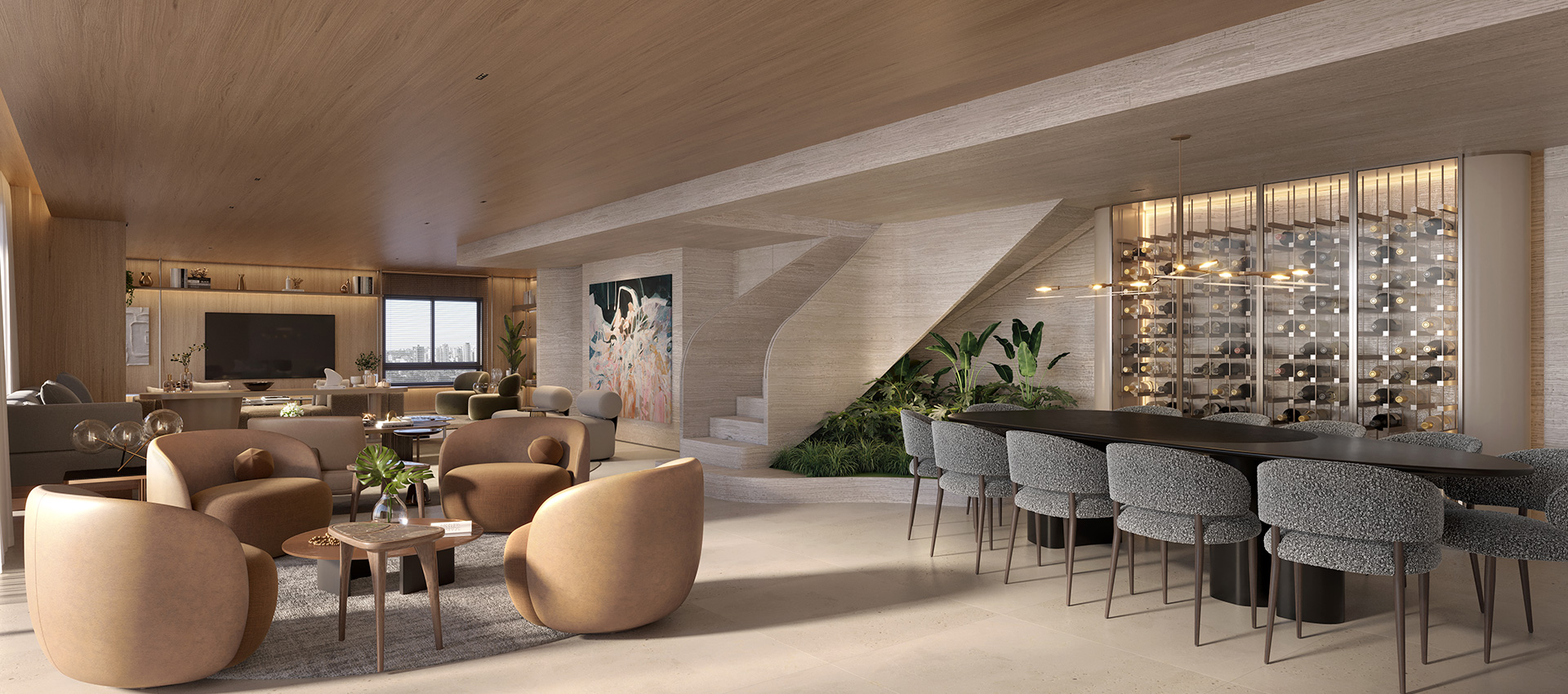 Perspectiva Ilustrada - Living (Duplex 410m²)