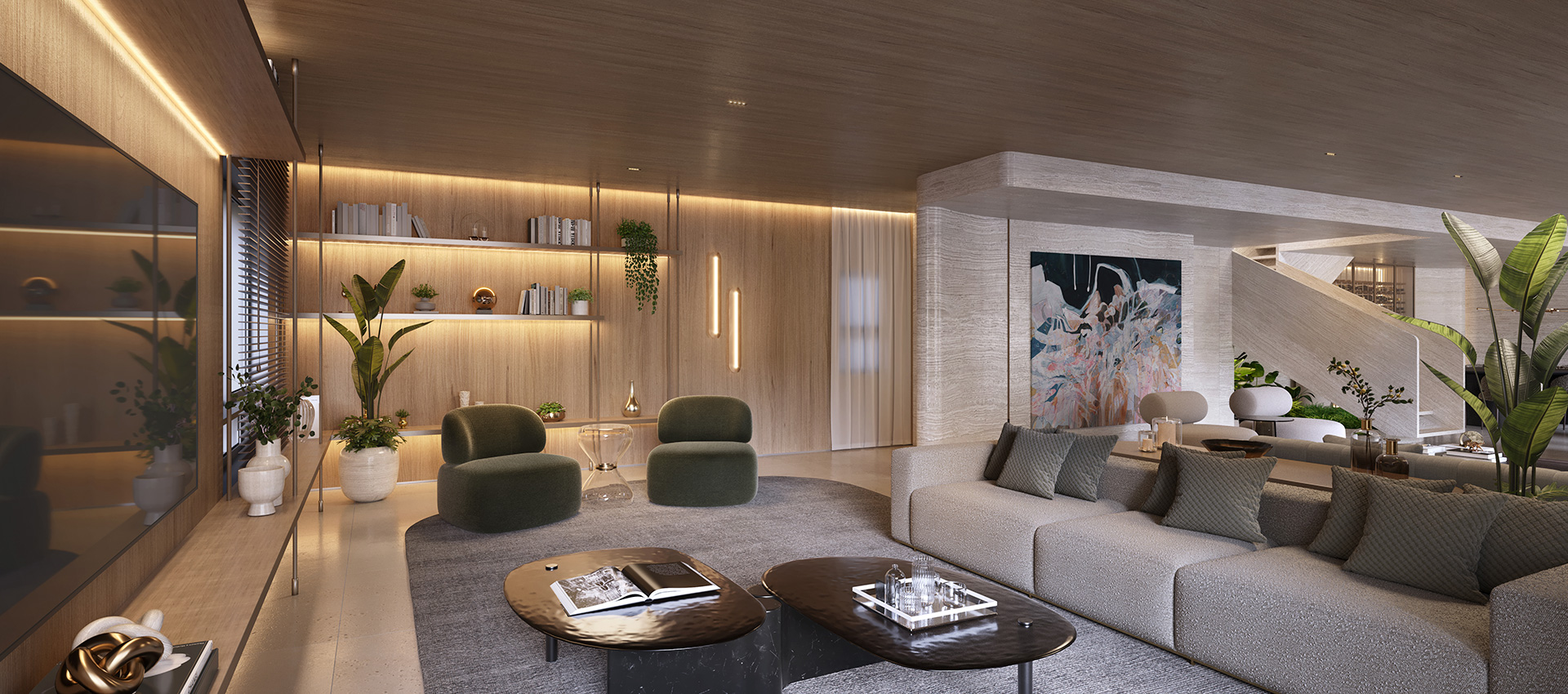 Perspectiva Ilustrada - Living (Duplex 410m²)